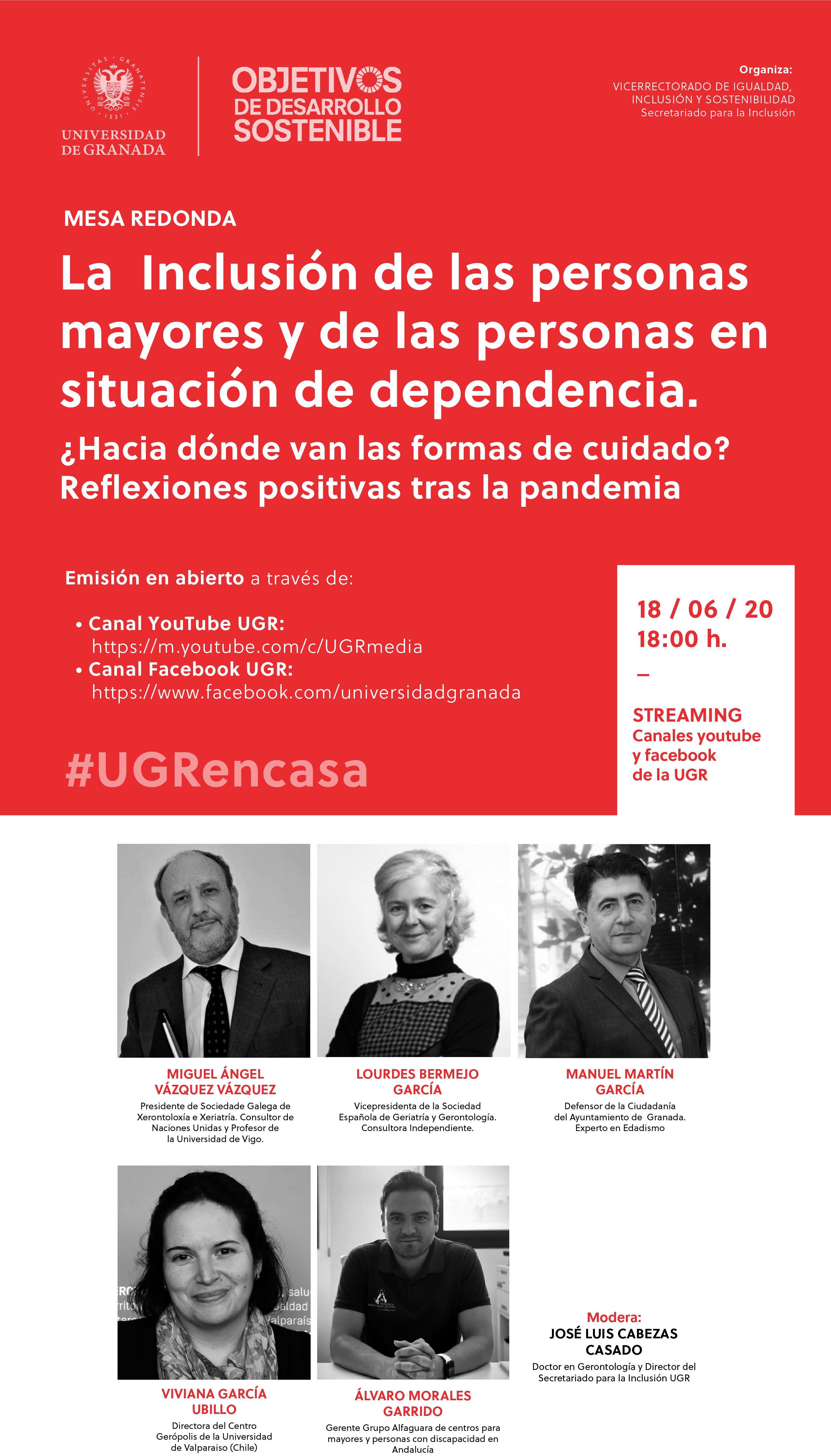 La UGR organiza la mesa redonda “La Inclusión de las personas mayores y de las personas en situación de dependencia”