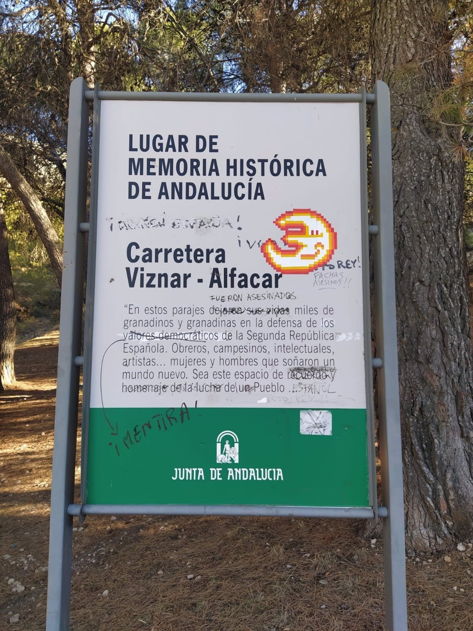 Nuevo acto vandálico en la placa del Barranco de Víznar, Lugar de Memoria Histórica