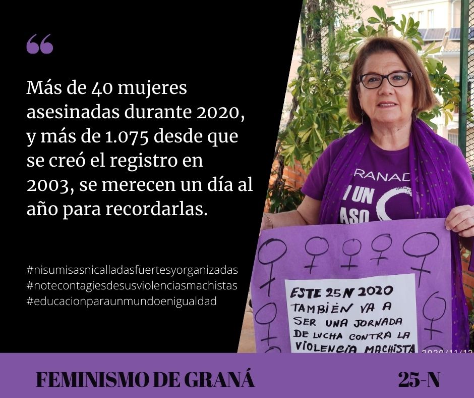 Manifestación feminista en Granada el 25N en el Día Internacional de la Eliminación de la Violencia contra la Mujeres