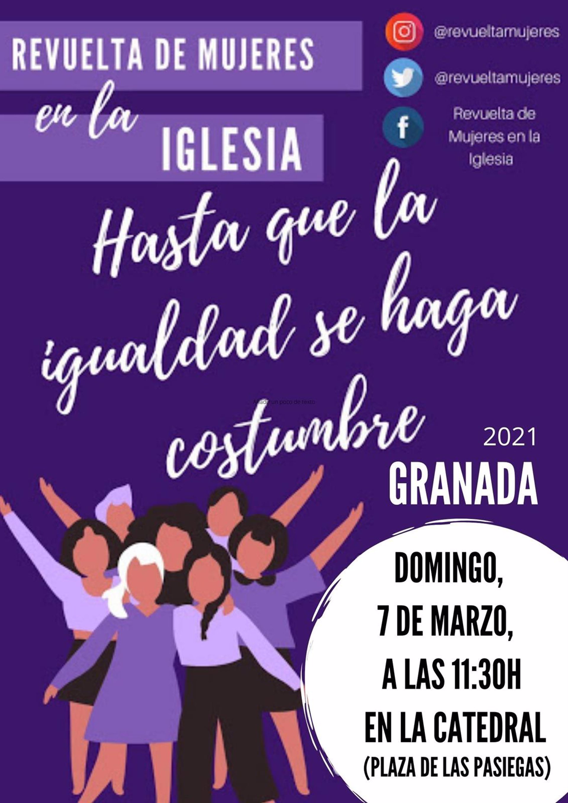 Mujeres cristianas se movilizan en Granada el 7 de marzo para reclamar igualdad en la Iglesia