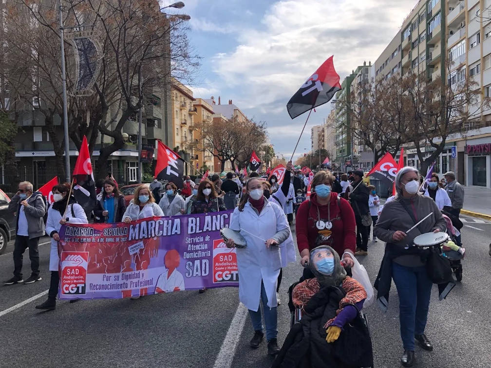 Llega a Motril la Marcha Blanca andaluza del Servicio de Atención Domiciliaria convocada por CGT